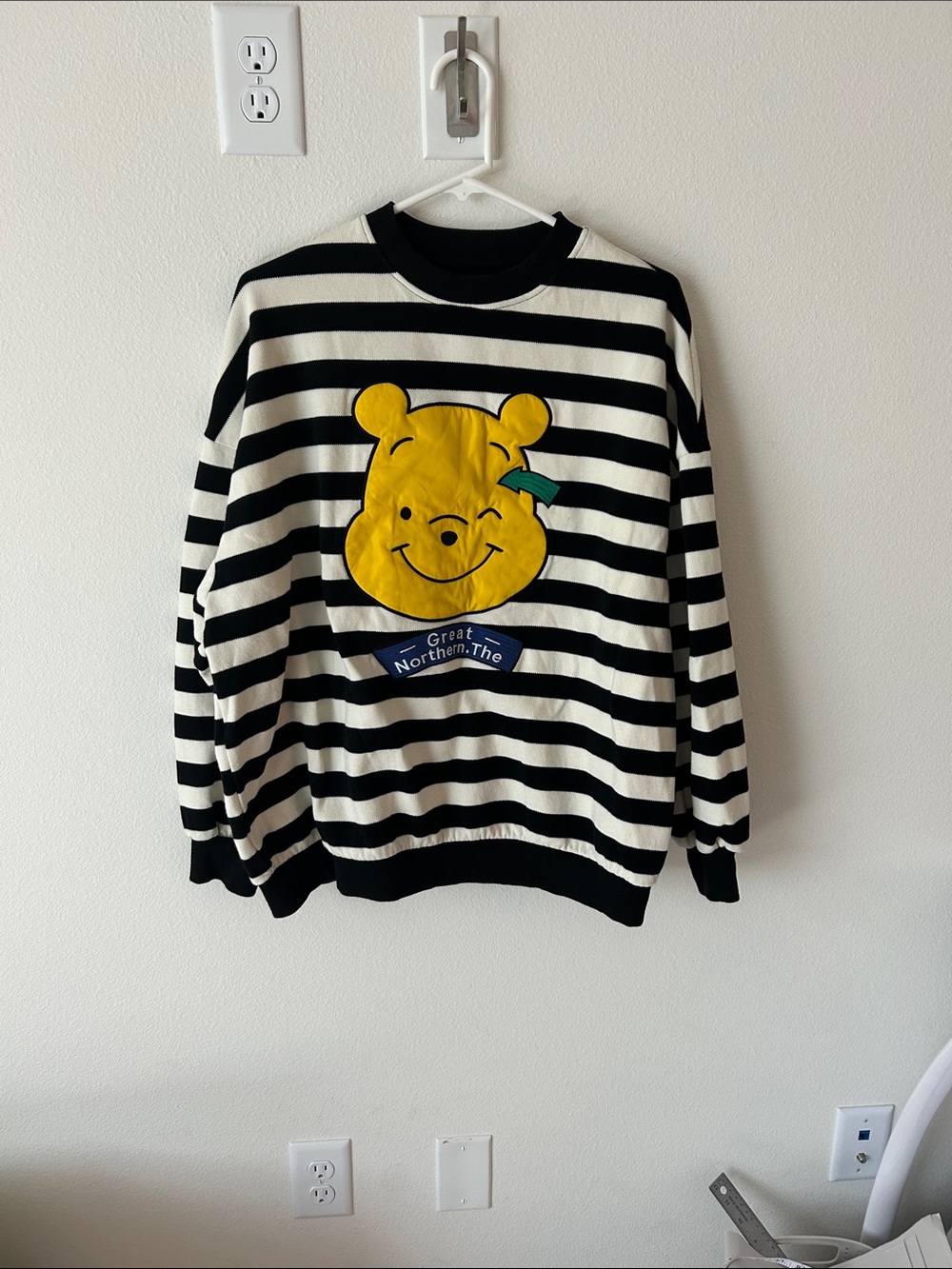 Striped Black & White Men's Winnie the pooh Sweater